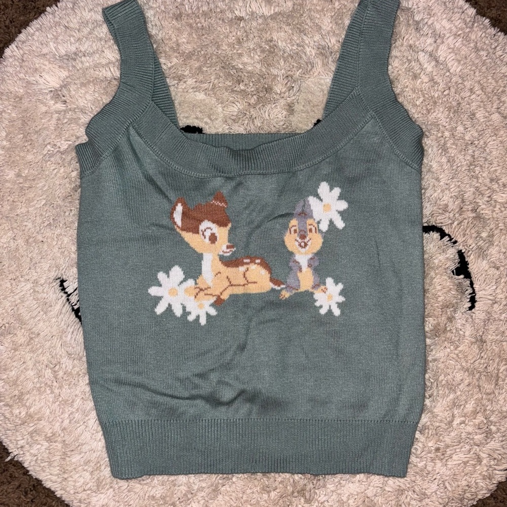 Green Tank Top with Bambi and Thumper Design
